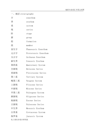 地质专业词汇中英文对照