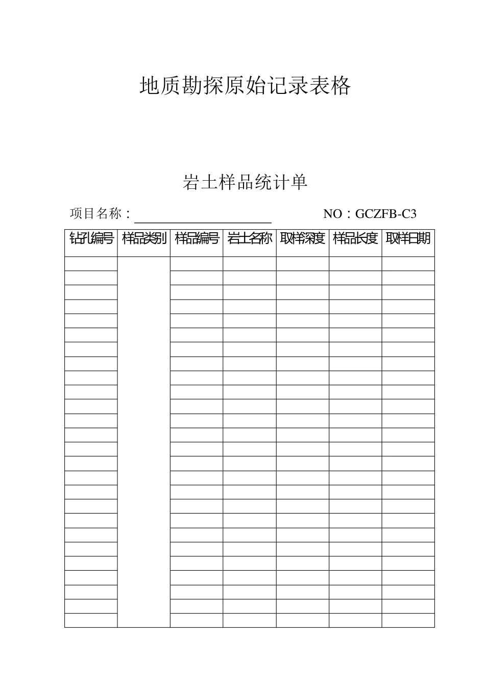 地质勘探原始记录表格_第1页