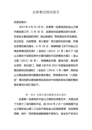 巡察整改情况报告