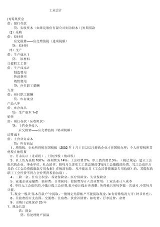 工业会计做账分录