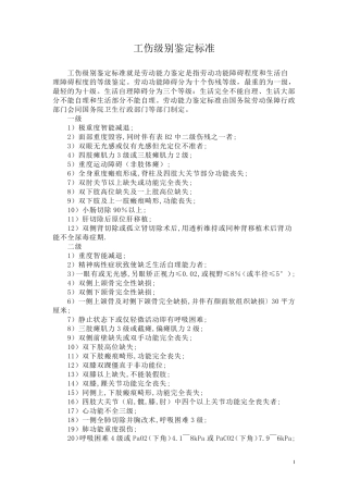 工伤级别鉴定标准