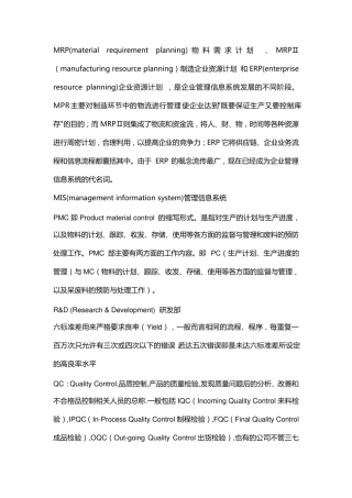 工厂常用英语缩写