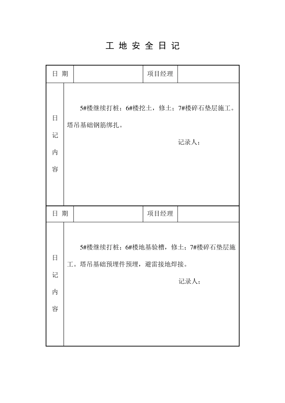 工地安全日记_第1页