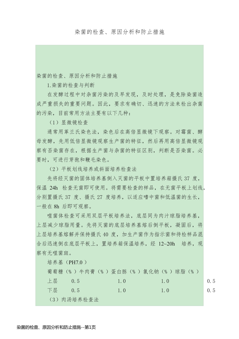 染菌的检查、原因分析和防止措施_第1页