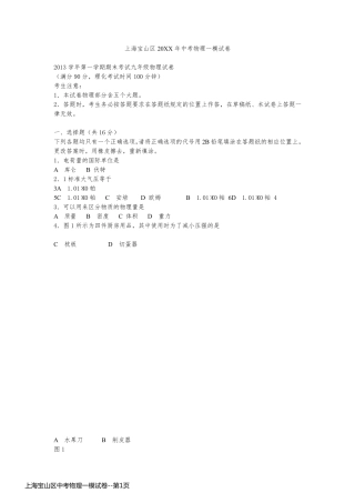 上海宝山区中考物理一模试卷