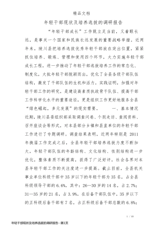 年轻干部现状及培养选拔的调研报告