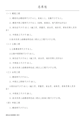 建筑企业三级资质要求