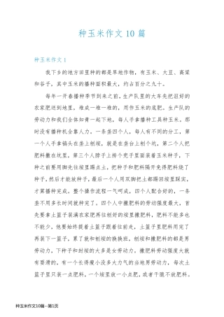 种玉米作文10篇