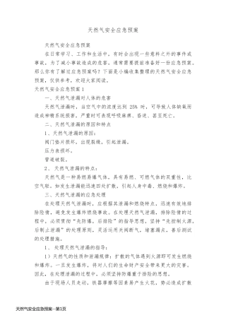 天然气安全应急预案