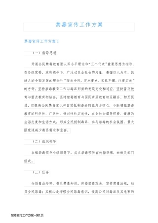 禁毒宣传工作方案