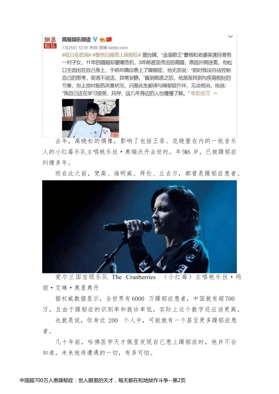 中国超700万人患躁郁症：世人眼里的天才，每天都在和地狱作斗争_第2页