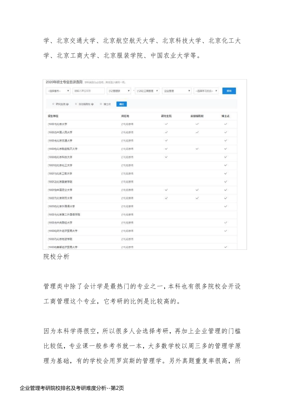 企业管理考研院校排名及考研难度分析_第2页