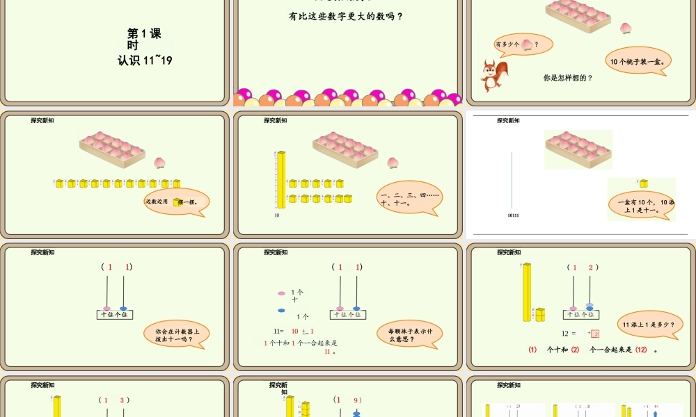 苏教版2024数学一年级上册5.1+认识11~19+课件