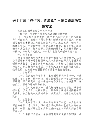 关于开展“抓作风、树形象”主题实践活动实施方案