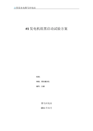 发电机组黑启动试验方案