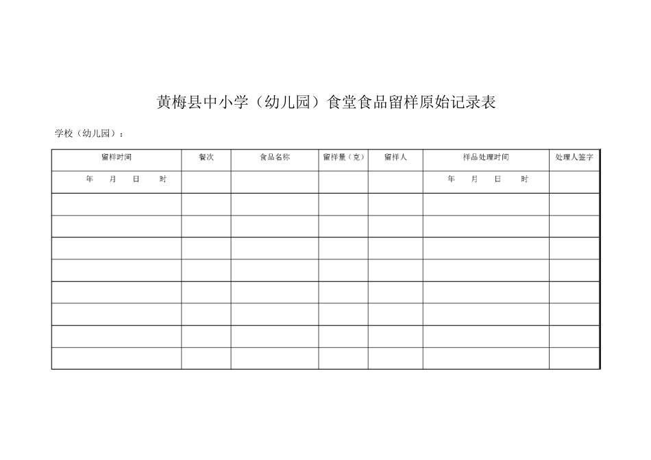 食品留样记录表_第1页