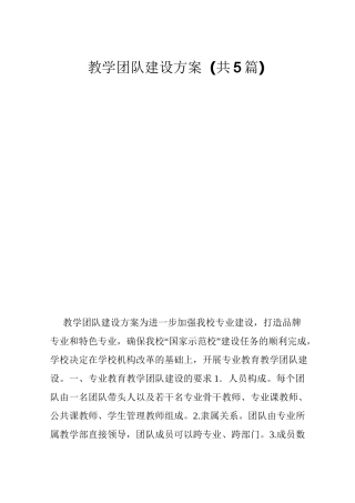 教学团队建设方案