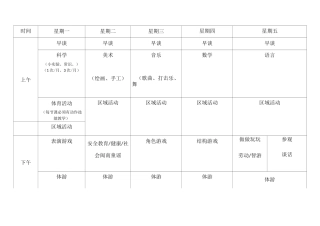 幼儿园课程安排表