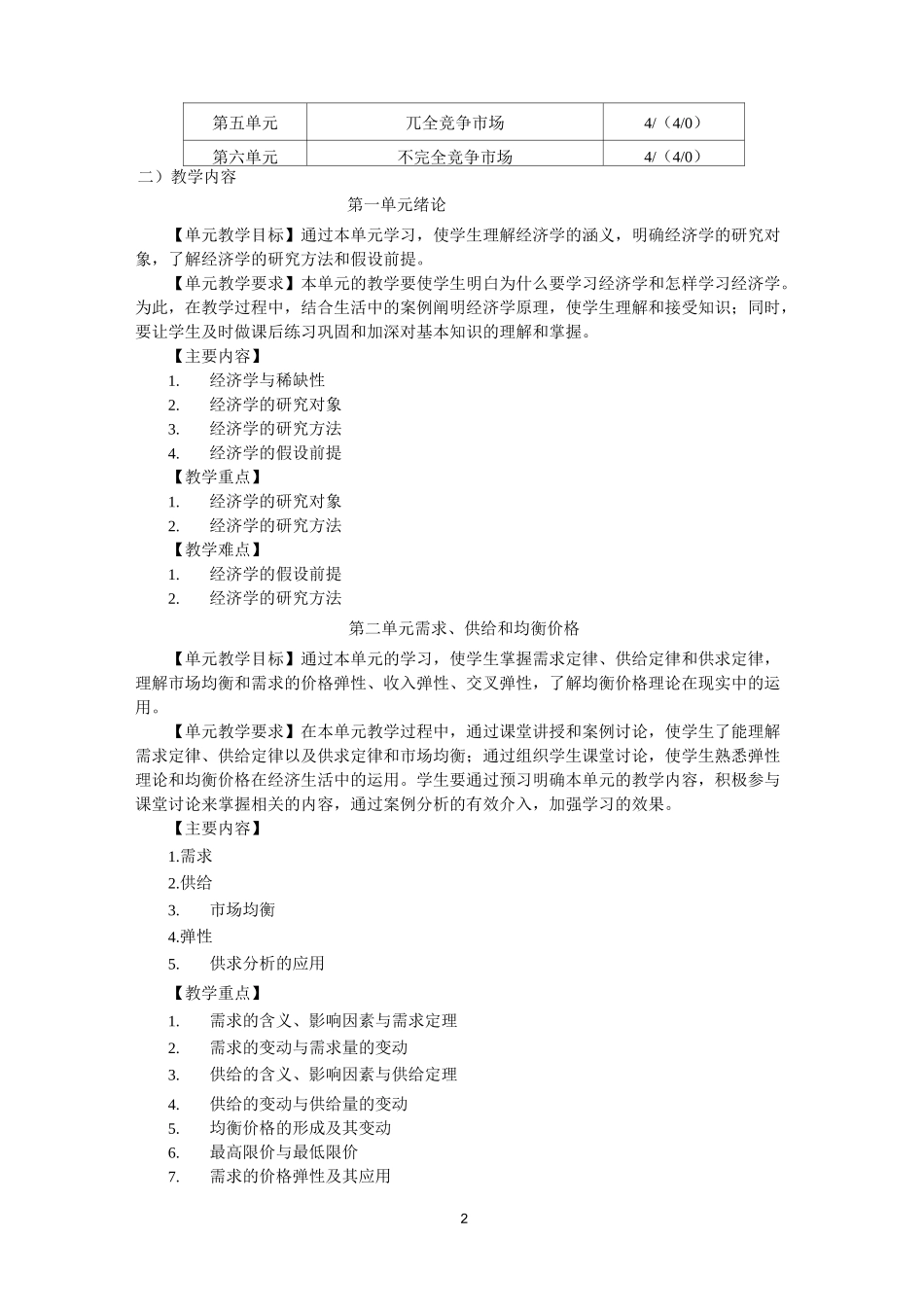 微观经济学课程教学大纲_第2页