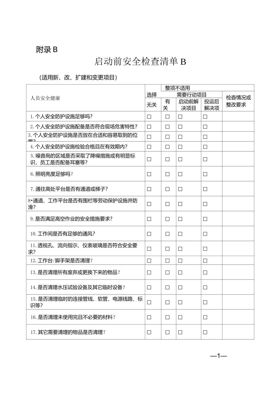 启动前安全检查(表格)_第1页