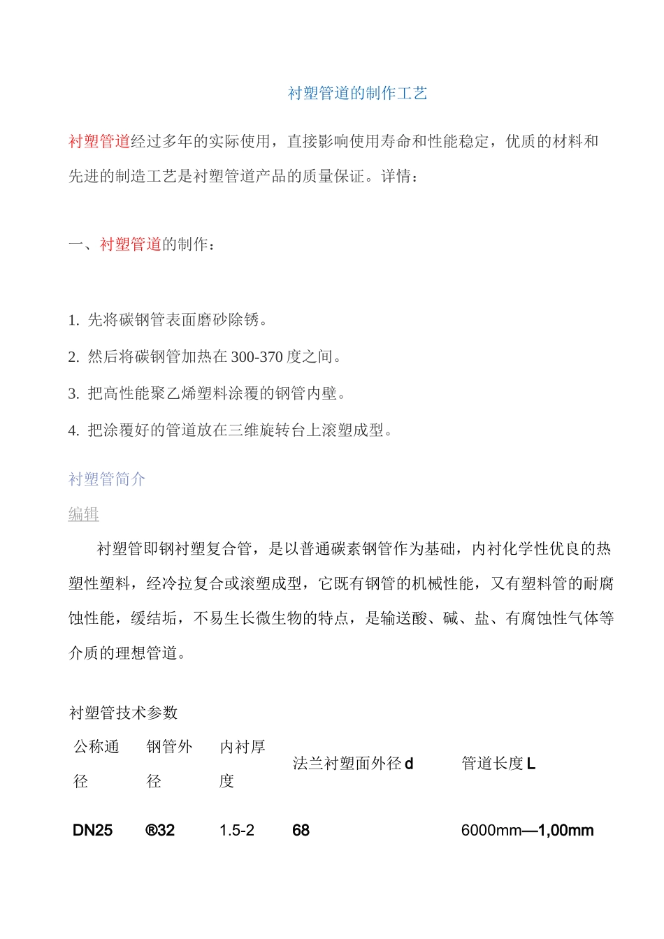 衬塑管道工艺_第1页