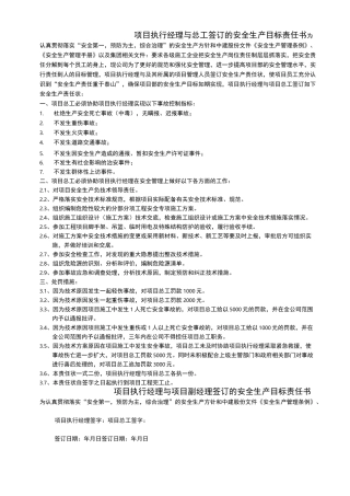 项目经理与项目各管理人员签订的安全生产责任状