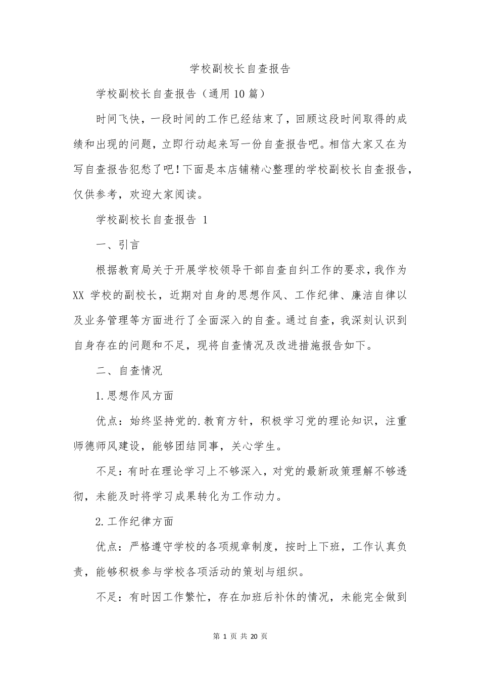 学校副校长自查报告_第1页