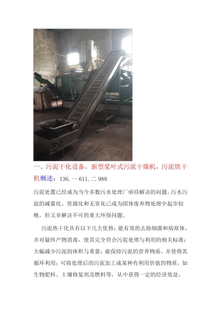 应用于污泥干化的新型桨叶式干燥机的设计