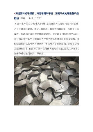 污泥专用烘干机-桨叶式干燥机   高效节能 工艺改进