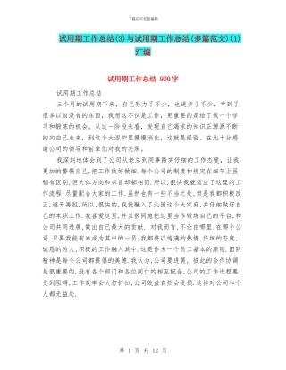 试用期工作总结与试用期工作总结(多篇范文)(1)汇编