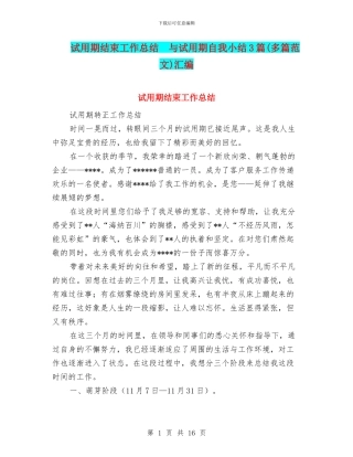 试用期结束工作总结