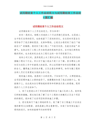 试用期结束个人工作总结范文与试用期结束工作总结4篇汇编