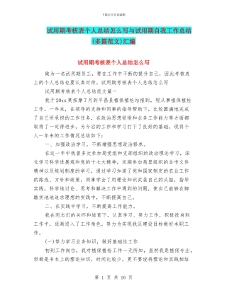 试用期考核表个人总结怎么写与试用期自我工作总结汇编
