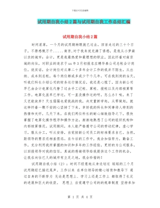 试用期自我小结2篇与试用期自我工作总结汇编