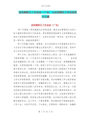 试用期转正工作总结与试用期间工作总结范文汇编
