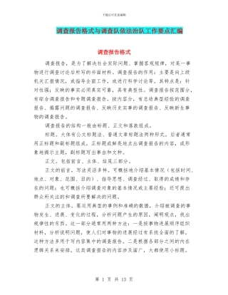 调查报告格式与调查队依法治队工作要点汇编