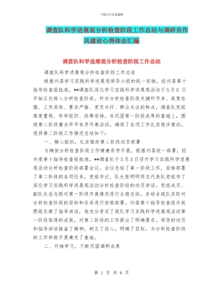 调查队科学发展观分析检查阶段工作总结与调研员作风建设心得体会汇编