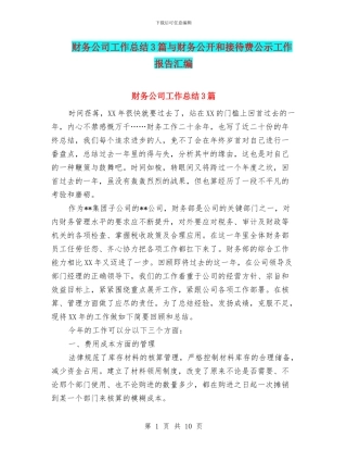 财务公司工作总结3篇与财务公开和接待费公示工作报告汇编