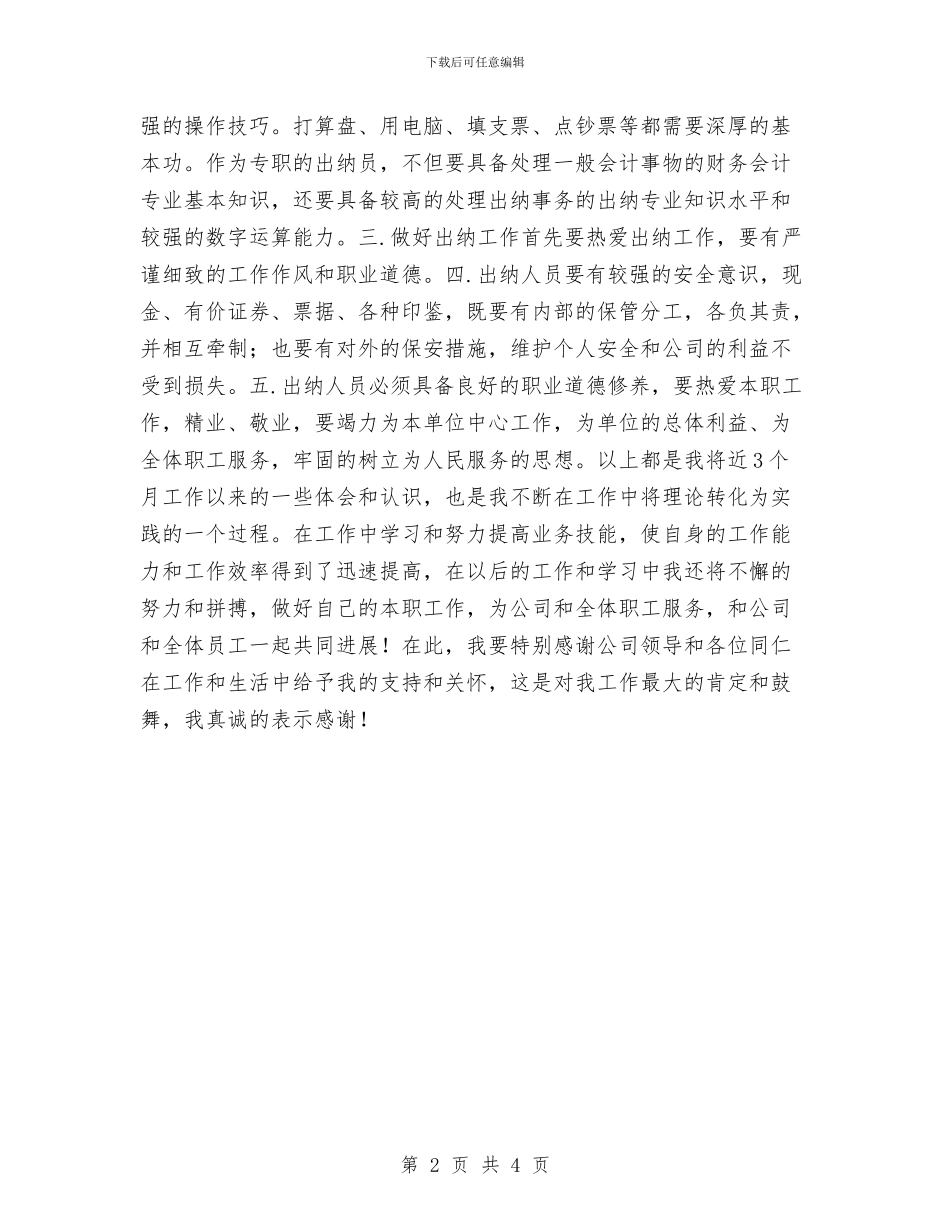 财务出纳个人工作总结2024与财务出纳个人工作总结范例汇编_第2页