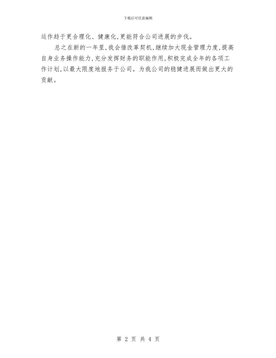 财务出纳个人工作计划选文与财务出纳个人计划汇编_第2页