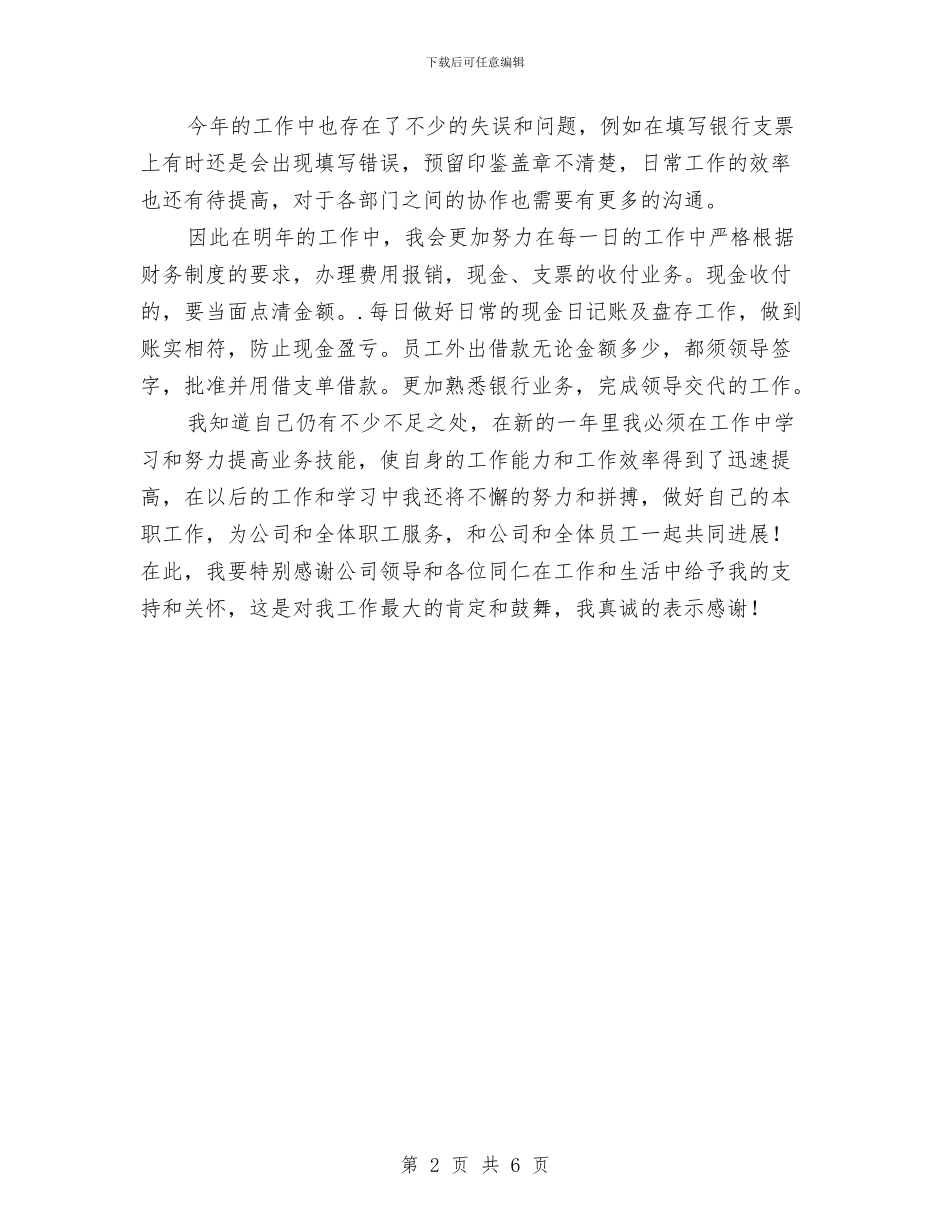 财务出纳年终总结报告范文与财务出纳月末工作总结汇编_第2页