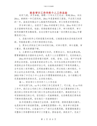 财务审计工作年终个人工作总结
