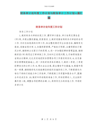 财务审计处年度工作计划与财务审计工作计划4篇汇编