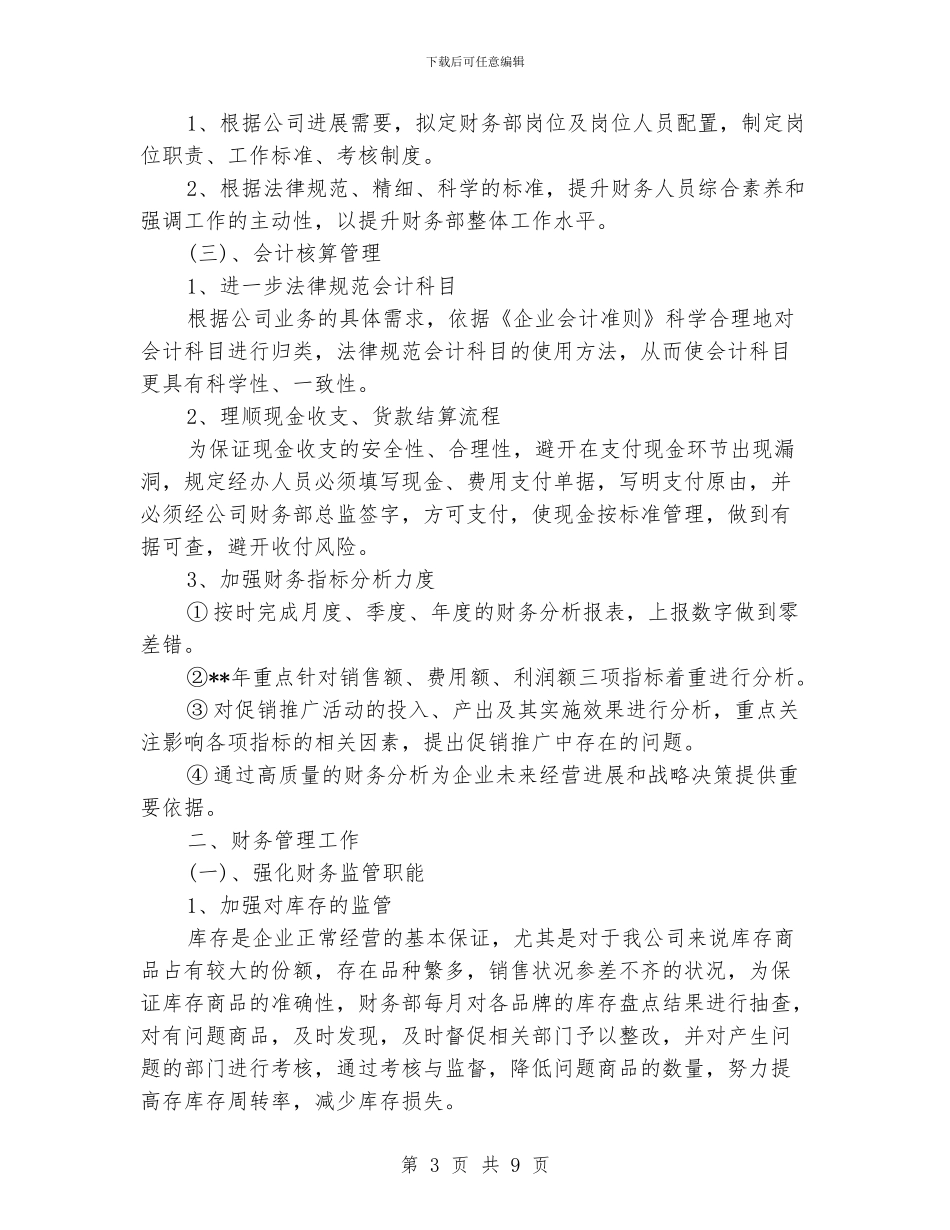 财务总监工作计划报告三篇_第3页