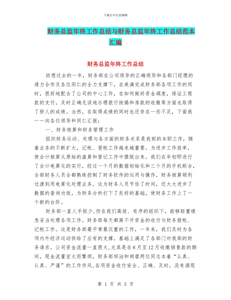 财务总监年终工作总结与财务总监年终工作总结范本汇编_第1页