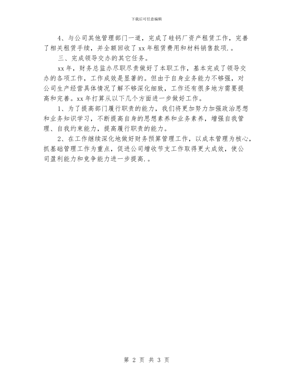 财务总监的办公室工作总结范文_第2页