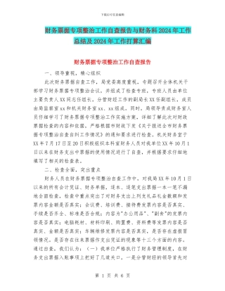 财务票据专项整治工作自查报告与财务科2024年工作总结及2024年工作打算汇编