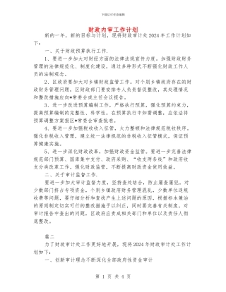 财政内审工作计划