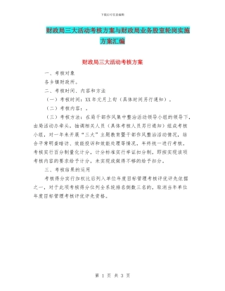 财政局三大活动考核方案与财政局业务股室轮岗实施方案汇编