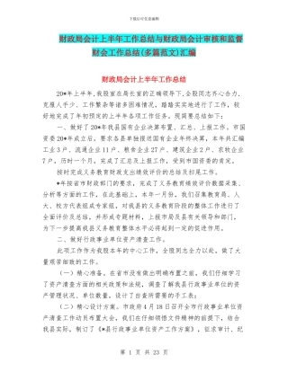 财政局会计上半年工作总结与财政局会计审核和监督财会工作总结汇编.doc